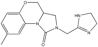 8-Methyl-2,3,3a,4-tetrahydro-2-[(1-imidazolin-2-yl)methyl]-1H-imidazo[5,1-c][1,4]benzoxazin-1-one 结构式