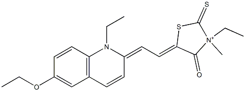 5-[2-[6-Ethoxy-1-ethylquinolin-2(1H)-ylidene]ethylidene]-3-ethyl-3-methyl-4-oxo-2-thioxothiazolidin-3-ium 结构式