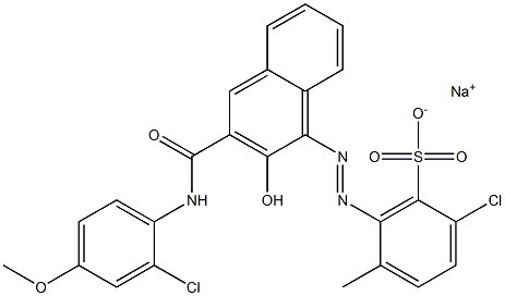 2-Chloro-5-methyl-6-[[3-[[(2-chloro-4-methoxyphenyl)amino]carbonyl]-2-hydroxy-1-naphtyl]azo]benzenesulfonic acid sodium salt 结构式