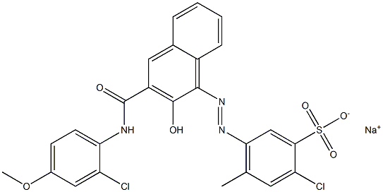 2-Chloro-4-methyl-5-[[3-[[(2-chloro-4-methoxyphenyl)amino]carbonyl]-2-hydroxy-1-naphtyl]azo]benzenesulfonic acid sodium salt 结构式