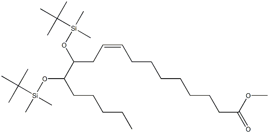 (Z)-12,13-Bis[(tert-butyldimethylsilyl)oxy]-9-octadecenoic acid methyl ester 结构式