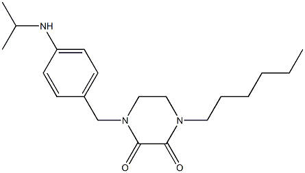 1-Hexyl-4-[4-(isopropylamino)benzyl]-2,3-piperazinedione 结构式