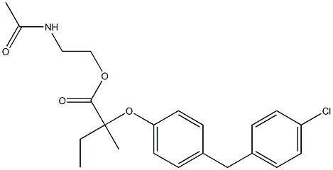 2-[4-(4-Chlorobenzyl)phenoxy]-2-methylbutyric acid 2-acetylaminoethyl ester 结构式