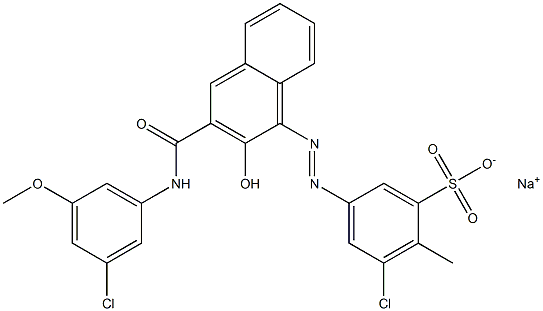 3-Chloro-2-methyl-5-[[3-[[(3-chloro-5-methoxyphenyl)amino]carbonyl]-2-hydroxy-1-naphtyl]azo]benzenesulfonic acid sodium salt 结构式