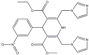 2,6-Bis(1H-imidazol-1-ylmethyl)-4-(3-nitrophenyl)-1,4-dihydropyridine-3,5-dicarboxylic acid 3-methyl 5-ethyl ester 结构式