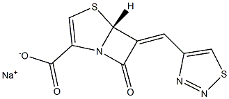 (5R)-7-Oxo-6-[(1,2,3-thiadiazol-4-yl)methylene]-4-thia-1-azabicyclo[3.2.0]hept-2-ene-2-carboxylic acid sodium salt 结构式