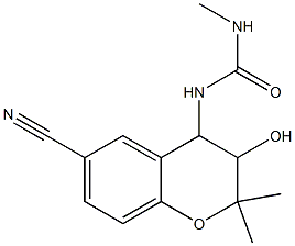 3,4-Dihydro-3-hydroxy-4-(3-methylureido)-2,2-dimethyl-2H-1-benzopyran-6-carbonitrile 结构式