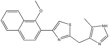 4-(1-Methoxy-2-naphthalenyl)-2-(5-methyl-1H-imidazol-4-ylmethyl)thiazole 结构式