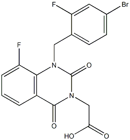 1-(4-Bromo-2-fluorobenzyl)-1,2,3,4-tetrahydro-8-fluoro-2,4-dioxoquinazoline-3-acetic acid 结构式