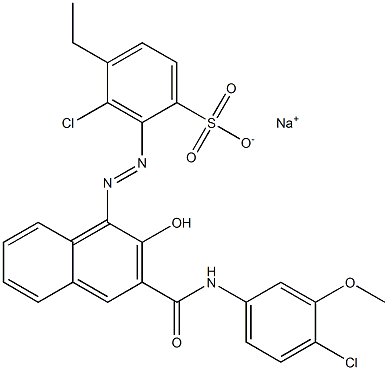 3-Chloro-4-ethyl-2-[[3-[[(4-chloro-3-methoxyphenyl)amino]carbonyl]-2-hydroxy-1-naphtyl]azo]benzenesulfonic acid sodium salt 结构式