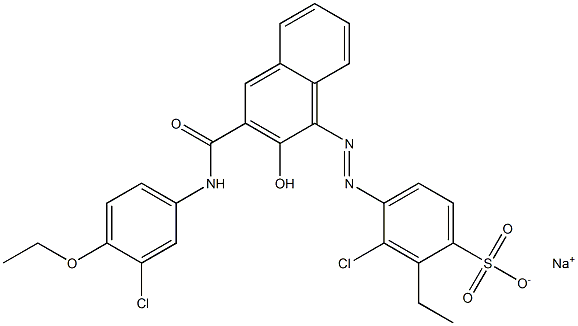 3-Chloro-2-ethyl-4-[[3-[[(3-chloro-4-ethoxyphenyl)amino]carbonyl]-2-hydroxy-1-naphtyl]azo]benzenesulfonic acid sodium salt 结构式