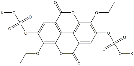 2,7-Bis(potassiooxysulfonyloxy)-3,8-diethoxy[1]benzopyrano[5,4,3-cde][1]benzopyran-5,10-dione 结构式