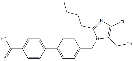 4'-[(2-Butyl-4-chloro-5-hydroxymethyl-1H-imidazol-1-yl)methyl]-1,1'-biphenyl-4-carboxylic acid 结构式