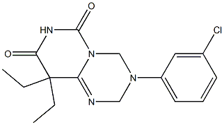 9,9-Diethyl-3-(3-chlorophenyl)-3,4-dihydro-2H-pyrimido[1,6-a]-1,3,5-triazine-6,8(7H,9H)-dione 结构式