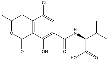 N-[(5-Chloro-8-hydroxy-3-methyl-1-oxoisochroman-7-yl)carbonyl]-L-valine 结构式
