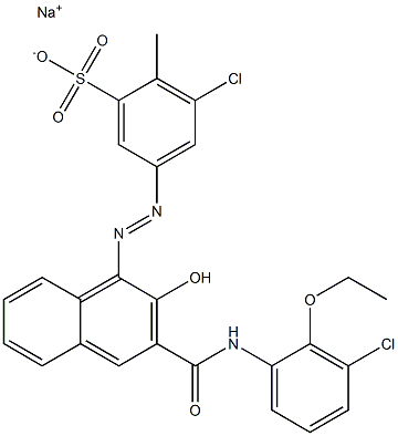 3-Chloro-2-methyl-5-[[3-[[(3-chloro-2-ethoxyphenyl)amino]carbonyl]-2-hydroxy-1-naphtyl]azo]benzenesulfonic acid sodium salt 结构式