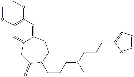 2,3-Dihydro-7,8-dimethoxy-3-[3-[N-[3-(2-thienyl)propyl]-N-methylamino]propyl]-1H-3-benzazepin-4(5H)-one 结构式