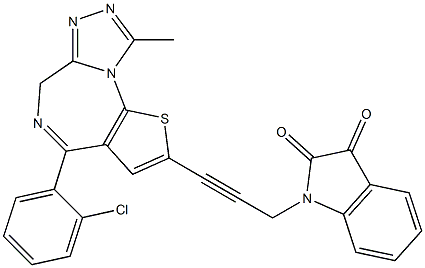 4-(2-Chlorophenyl)-9-methyl-2-[3-[(2,3-dihydro-2,3-dioxo-1H-indol)-1-yl]-1-propynyl]-6H-thieno[3,2-f][1,2,4]triazolo[4,3-a][1,4]diazepine 结构式