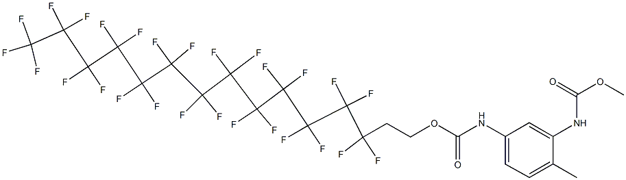 2-Methoxycarbonylamino-4-[(3,3,4,4,5,5,6,6,7,7,8,8,9,9,10,10,11,11,12,12,13,13,14,14,15,15,15-heptacosafluoropentadecyl)oxycarbonylamino]toluene 结构式