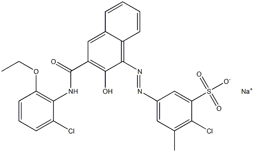 2-Chloro-3-methyl-5-[[3-[[(2-chloro-6-ethoxyphenyl)amino]carbonyl]-2-hydroxy-1-naphtyl]azo]benzenesulfonic acid sodium salt 结构式