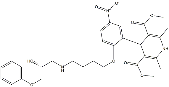 1,4-Dihydro-2,6-dimethyl-4-[2-[4-[[(2R)-3-phenoxy-2-hydroxypropyl]amino]butoxy]-5-nitrophenyl]pyridine-3,5-dicarboxylic acid dimethyl ester 结构式