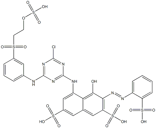 5-[4-Chloro-6-[3-[2-(sulfooxy)ethylsulfonyl]anilino]-s-triazin-2-ylamino]-4-hydroxy-3-(2-sulfophenylazo)-2,7-naphthalenedisulfonic acid 结构式