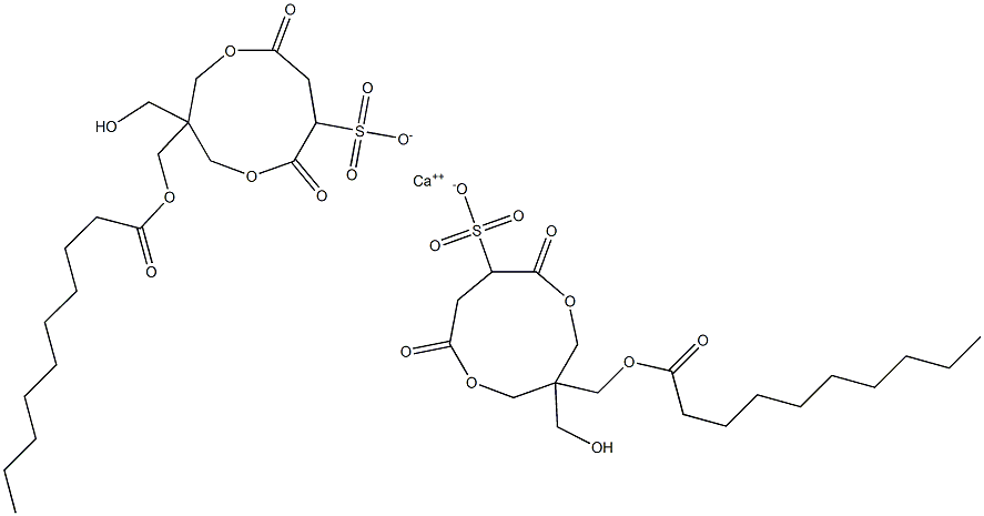 Bis[1-(decanoyloxymethyl)-1-(hydroxymethyl)-4,7-dioxo-3,8-dioxacyclononane-6-sulfonic acid]calcium salt 结构式