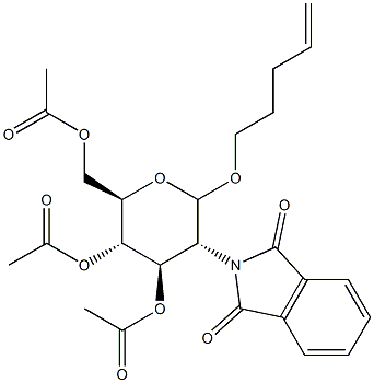 (4-Pentenyl)3-O,4-O,6-O-triacetyl-2-[(1,3-dihydro-1,3-dioxo-2H-isoindol)-2-yl]-2-deoxy-D-glucopyranoside 结构式