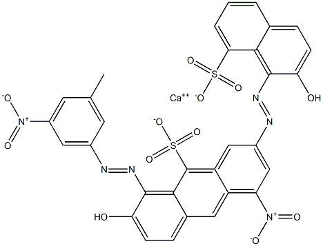 Bis[1-[(3-methyl-5-nitrophenyl)azo]-2-hydroxy-8-naphthalenesulfonic acid]calcium salt 结构式