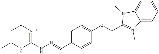 1,3-Dimethyl-2-[4-[2-[ethyliminio(ethylamino)methyl]hydrazonomethyl]phenoxymethyl]1H-benzimidazol-3-ium 结构式