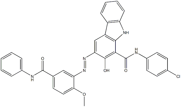 N-(4-Chlorophenyl)-3-[(5-phenylcarbamoyl-2-methoxyphenyl)azo]-2-hydroxy-9H-carbazole-1-carboxamide 结构式