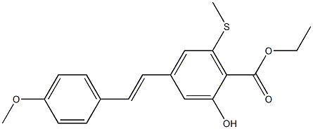 4-[(E)-2-(4-Methoxyphenyl)ethenyl]-2-hydroxy-6-(methylthio)benzoic acid ethyl ester 结构式