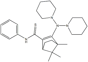 4,7,7-Trimethyl-3-(dipiperidinoamino)-N-phenylbicyclo[2.2.1]hept-2-ene-2-carbothioamide 结构式