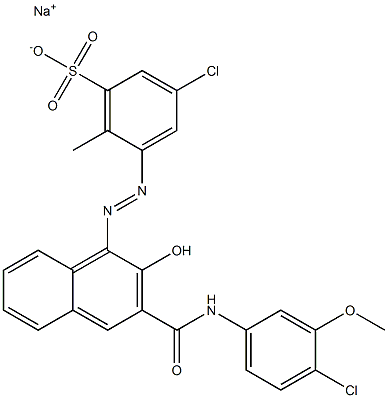 3-Chloro-6-methyl-5-[[3-[[(4-chloro-3-methoxyphenyl)amino]carbonyl]-2-hydroxy-1-naphtyl]azo]benzenesulfonic acid sodium salt 结构式