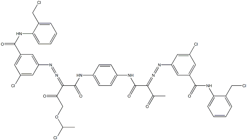 3,3'-[2-[(1-Chloroethyl)oxy]-1,4-phenylenebis[iminocarbonyl(acetylmethylene)azo]]bis[N-[2-(chloromethyl)phenyl]-5-chlorobenzamide] 结构式