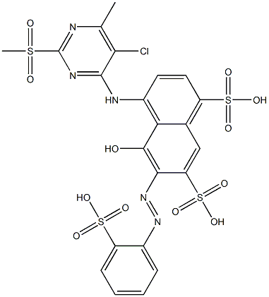 4-[[5-Chloro-6-methyl-2-(methylsulfonyl)-4-pyrimidinyl]amino]-5-hydroxy-6-[(2-sulfophenyl)azo]-1,7-naphthalenedisulfonic acid 结构式