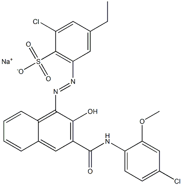 2-Chloro-4-ethyl-6-[[3-[[(4-chloro-2-methoxyphenyl)amino]carbonyl]-2-hydroxy-1-naphtyl]azo]benzenesulfonic acid sodium salt 结构式