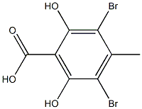 3,5-Dibromo-2,6-dihydroxy-4-methylbenzoic acid 结构式