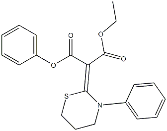 (Z)-2-[(3-Phenyl-3,4,5,6-tetrahydro-2H-1,3-thiazin)-2-ylidene]malonic acid 1-phenyl 3-ethyl ester 结构式