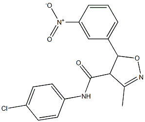 4-[N-(4-Chlorophenyl)carbamoyl]-5-(3-nitrophenyl)-3-methyl-4,5-dihydroisoxazole 结构式