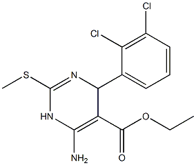 6-Amino-1,4-dihydro-2-methylthio-4-(2,3-dichlorophenyl)pyrimidine-5-carboxylic acid ethyl ester 结构式