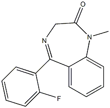 1-Methyl-5-(2-fluorophenyl)-1H-1,4-benzodiazepin-2(3H)-one 结构式