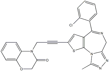 4-(2-Chlorophenyl)-9-methyl-2-[3-[(2,3-dihydro-3-oxo-4H-1,4-benzoxazin)-4-yl]-1-propynyl]-6H-thieno[3,2-f][1,2,4]triazolo[4,3-a][1,4]diazepine 结构式