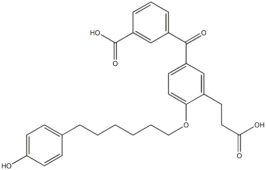 5-(3-Carboxybenzoyl)-2-[6-(4-hydroxyphenyl)hexyloxy]benzenepropanoic acid 结构式