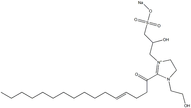 1-(2-Hydroxyethyl)-3-[2-hydroxy-3-(sodiooxysulfonyl)propyl]-2-(4-hexadecenoyl)-2-imidazoline-3-ium 结构式