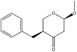 (2R,5S)-2-Methoxy-5-benzyl-2,3,5,6-tetrahydro-4H-pyran-4-one 结构式