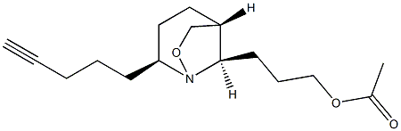 Acetic acid 3-[(2S,5R,8R)-2-(4-pentynyl)-1-aza-7-oxabicyclo[3.2.1]octan-8-yl]propyl ester 结构式