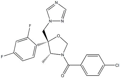 (4R,5R)-5-(2,4-Difluorophenyl)-4-methyl-3-(4-chlorobenzoyl)-5-[(1H-1,2,4-triazol-1-yl)methyl]oxazolidine 结构式