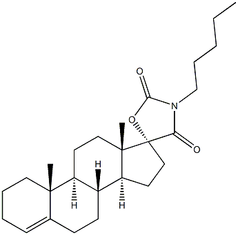 (17R)-3'-Pentylspiro[androst-4-ene-17,5'-oxazolidine]-2',4'-dione 结构式