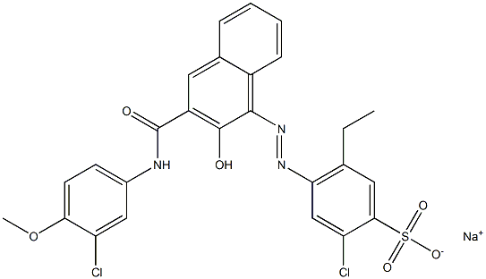 2-Chloro-5-ethyl-4-[[3-[[(3-chloro-4-methoxyphenyl)amino]carbonyl]-2-hydroxy-1-naphtyl]azo]benzenesulfonic acid sodium salt 结构式